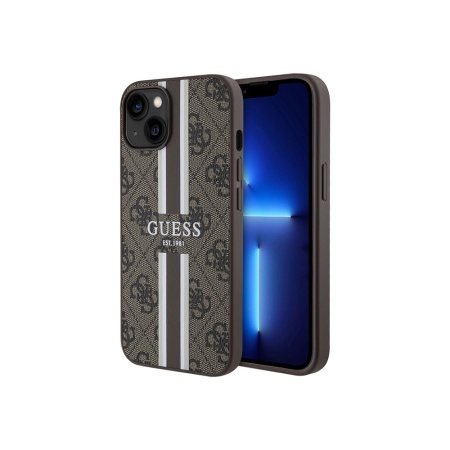 Чехол Guess PU 4G Stripes Hard для iPhone 15 Pro Max. Цвет: коричневый