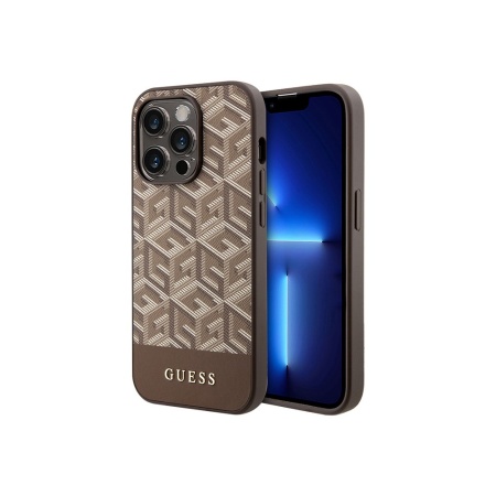 Чехол Guess PU G CUBE Hard MagSafe для iPhone 15 Pro Max. Цвет: коричневый