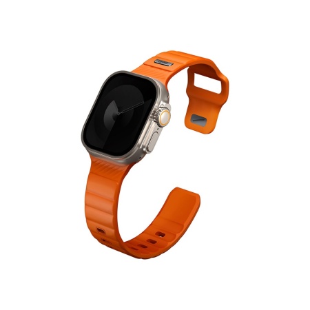 Ремешок силиконовый Uniq Stride FKM для Apple Watch 49мм/45мм/44мм/42мм. Цвет: оранжевый