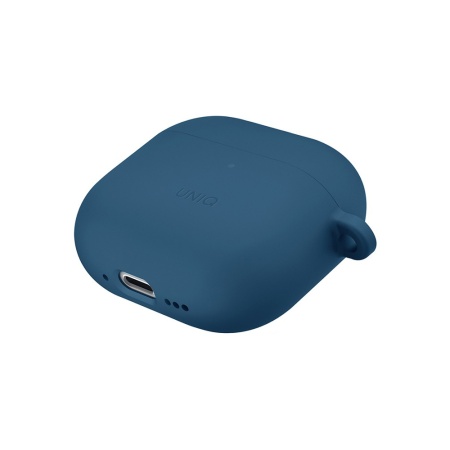 Чехол UNIQ NEXO для AirPods 4, силикон с карабином и заушинами. Цвет: синий