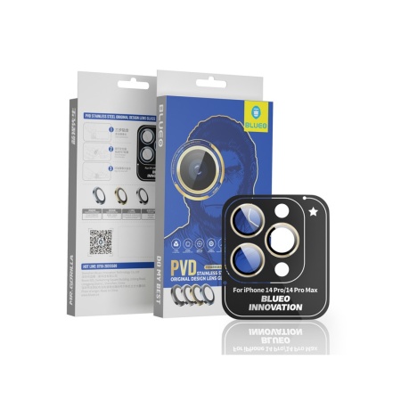 Защитное стекло BlueO Camera lens PVD stainless steel д/камеры iPhone 14 Pro (3 шт.). Цвет: золотой