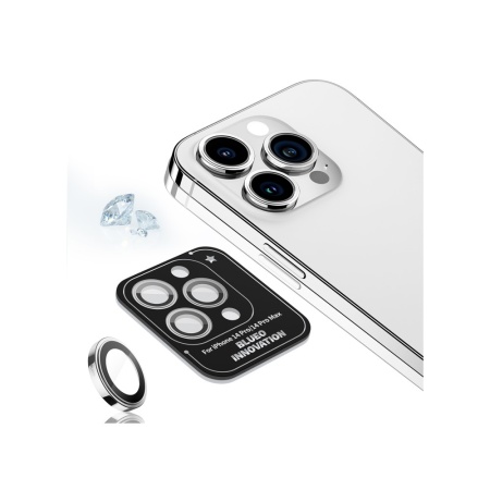 Защитное стекло BlueO Camera lens PVD stainless steel д/камеры iPhone 14 Pro (3 шт.). Цвет: серебро