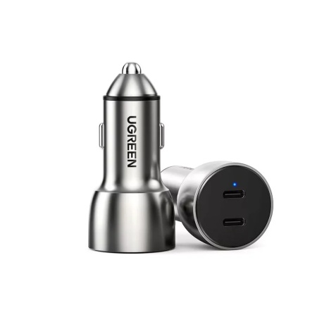 Автомобильное зарядное устройство UGREEN USB-C PD+USB-C PD 50W Fast Car Charger. Цвет: серый