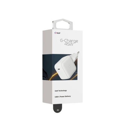 Сетевое зарядное устройство VLP G-Charge 45Вт, 2xUSB-C PD, QC. Цвет: белый