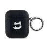 Чехол Lagerfeld PU Saffiano Monogram with ring NFT Metal Head Choupette для Airpods 1/2. Цвет:черный