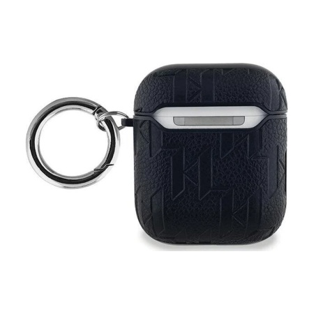Чехол Lagerfeld PU Saffiano Monogram with ring NFT Metal Head Choupette для Airpods 1/2. Цвет:черный