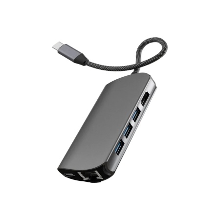 USB-хаб VLP Infinity 8 в 1хUSB-C, 3хUSB-A 3.0, HDMI, SD/Micro SD. Цвет: графит