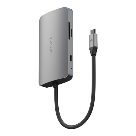 USB-хаб EnergEA AluHUB HD PRO 2 8-in-1 USB-C 3.1, USB-A, HDMI, RJ-45, SD/Micro SD. Цвет: серый