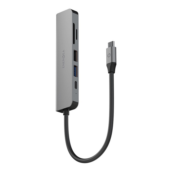 USB-хаб EnergEA AluHUB HD3 6-in-1 Superspeed Aluminium USB-C 60W. Цвет: серый