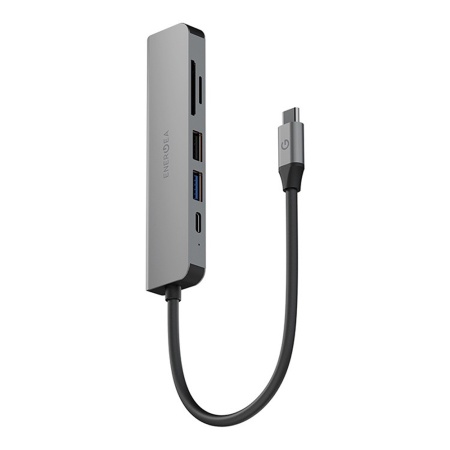 USB-хаб EnergEA AluHUB HD3 6-in-1 Superspeed Aluminium USB-C 60W. Цвет: серый