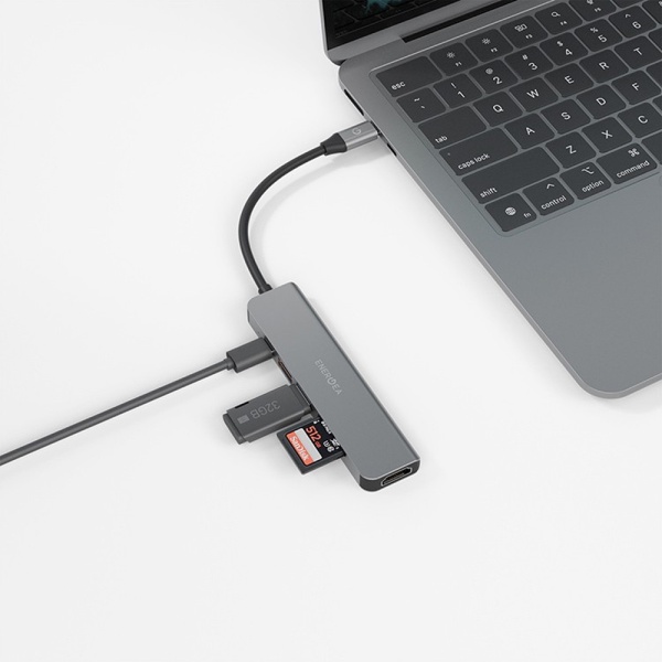 USB-хаб EnergEA AluHUB HD3 6-in-1 Superspeed Aluminium USB-C 60W. Цвет: серый