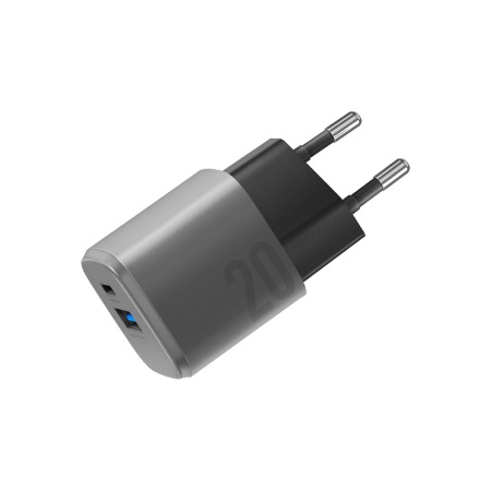 Адаптер питания EnergEA Ampcharge GaN20 USB-C, USB-A QC 3.0, 20W Gunmetal