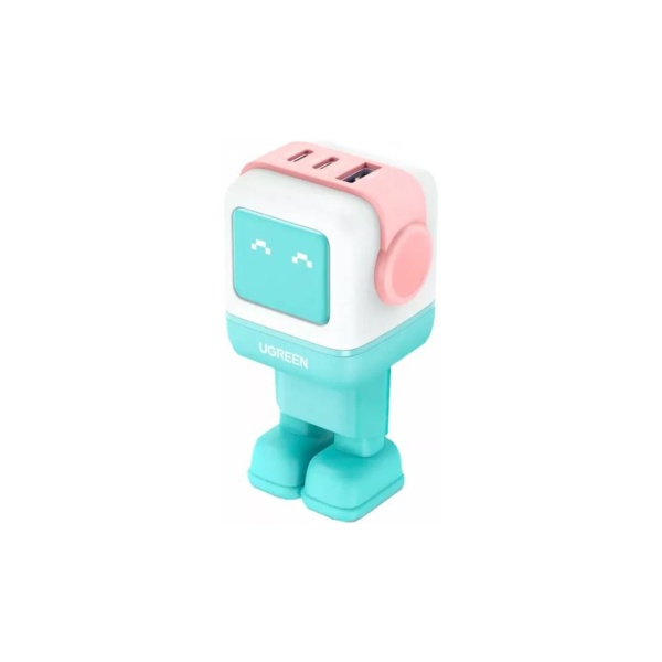 Сетевое зарядное устройство UGREEN CD361 UNO Robot 65W. Цвет: розово-голубой