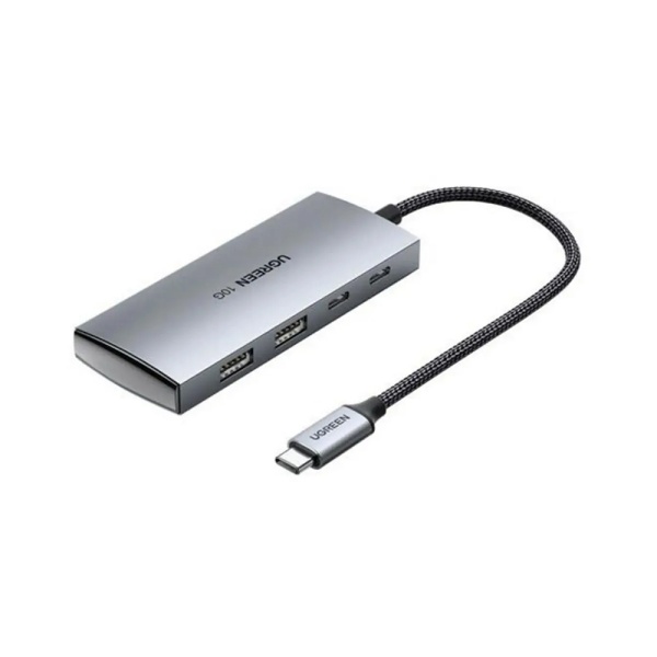 Адаптер UGREEN CM480 USB-C to 2×USB 3.1+2×USB-C Adapter 10G. Цвет: серый