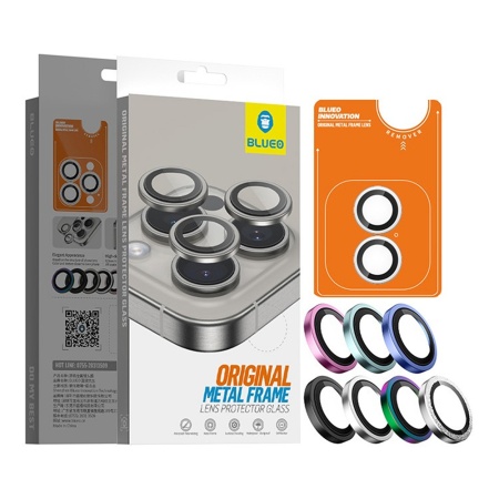 Защитное стекло BlueO Camera lens Armor metal д/камеры iPhone 16/16 Plus (2 шт.). Цвет: синий