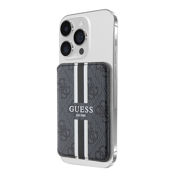 Магнитный бумажник Guess Cardslot MagSafe PU 4G Stripes. Цвет: чёрный
