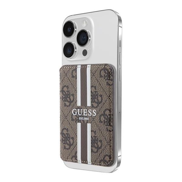 Магнитный бумажник Guess Cardslot MagSafe PU 4G Stripes. Цвет: коричневый