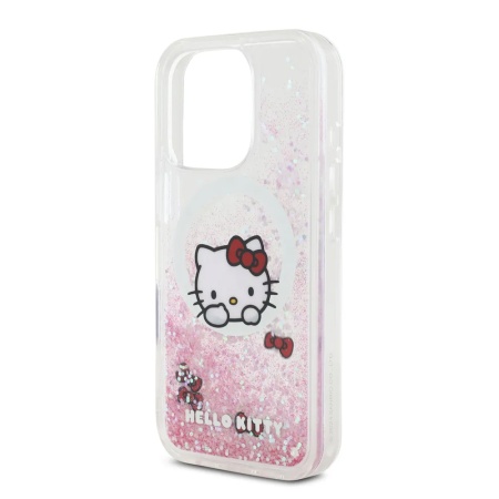 Чехол Hello Kitty Liquid Glitter Sweet Kitty Bows для iPhone 16 Pro. Цвет: белый
