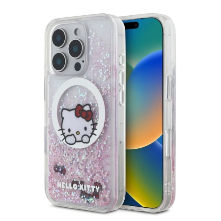 Чехол Hello Kitty Liquid Glitter Sweet Kitty Bows для iPhone 16 Pro. Цвет: белый