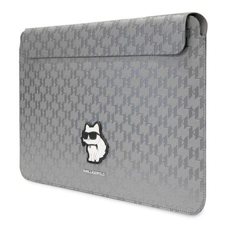 Чехол Lagerfeld  Saffiano Sleeve Monogram NFT Choupette для ноутбуков 16". Цвет: серебристый