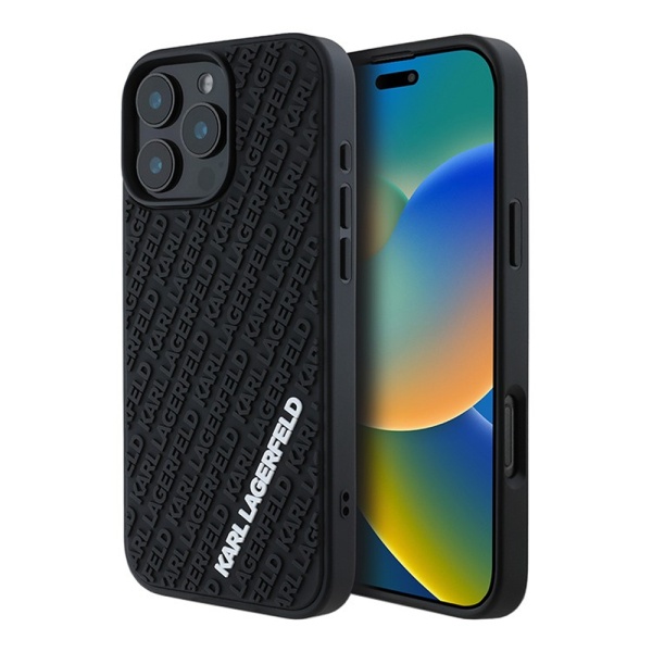 Чехол Lagerfeld 3D Rubber Multi Logo для iPhone 16 Pro Max. Цвет: черный