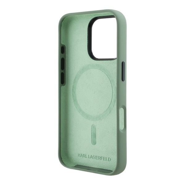 Чехол Lagerfeld Liquid Silicone NFT Graffiti Karl Ikonik для iPhone 16 Pro Max. Цвет: хаки