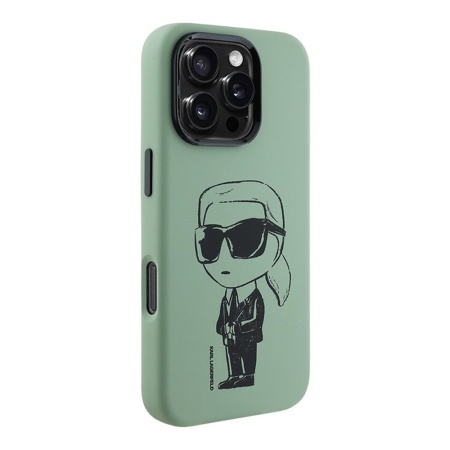Чехол Lagerfeld Liquid Silicone NFT Graffiti Karl Ikonik для iPhone 16 Pro Max. Цвет: хаки