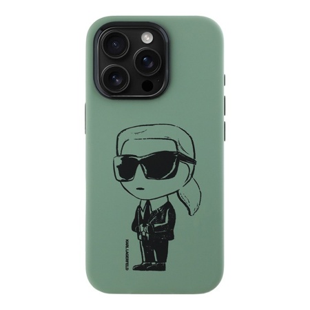 Чехол Lagerfeld Liquid Silicone NFT Graffiti Karl Ikonik для iPhone 16 Pro Max. Цвет: хаки