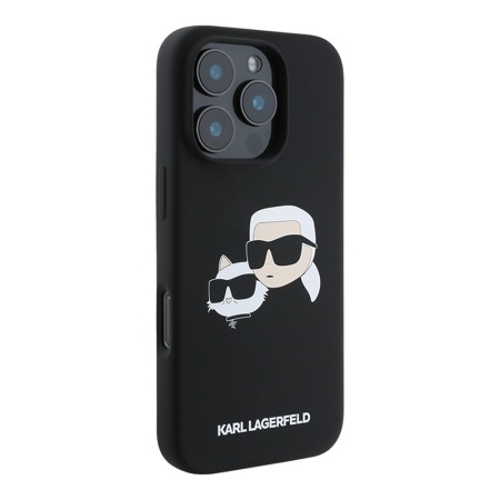 Чехол Lagerfeld Liquid Silicone NFT Karl & Choupette Head для iPhone 16 Pro Max. Цвет: черный