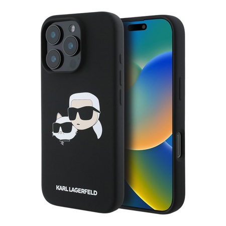 Чехол Lagerfeld Liquid Silicone NFT Karl & Choupette Head для iPhone 16 Pro Max. Цвет: черный