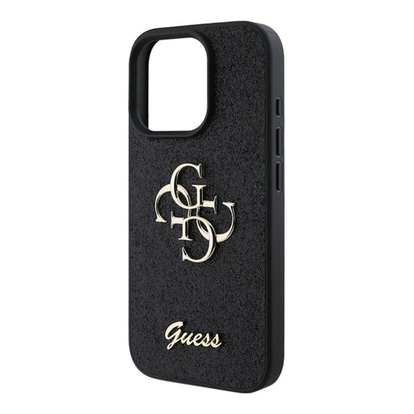 Чехол Guess Fixed Glitters 4G Big metal logo для iPhone 16 Pro Max. Цвет: черный