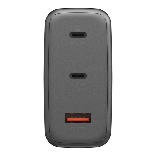 Адаптер питания EnergEA AmpCharge Gan100 2USB-C/1USB-A, PD/PPS/QC3.0, 100W. Цвет: серый