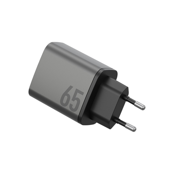 Адаптер питания EnergEA AmpCharge Gan65, 2USB-C/1USB-A PD65W+USB-A PPS/QC3.0 total 65W. Цвет: серый