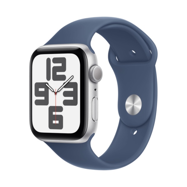 Apple Watch SE (2023), 44мм, корпус из алюминия серебристого цвета, Спортивный ремешок (S/M)