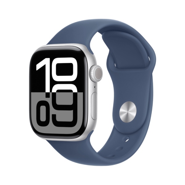 Apple Watch Series 10, 46мм, корпус из алюминия серебристого цвета, Спортивный ремешок, (M/L)