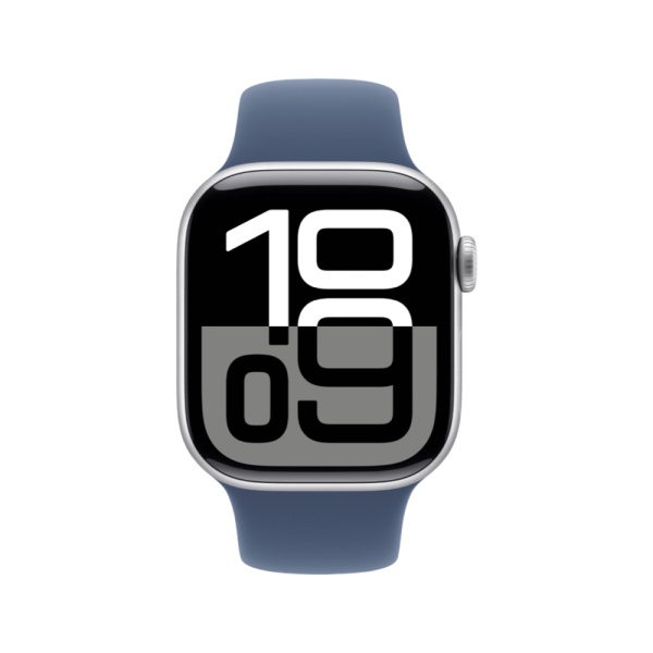Apple Watch Series 10, 46мм, корпус из алюминия серебристого цвета, Спортивный ремешок, (M/L)