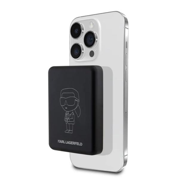 Внешний аккумулятор Lagerfeld NFT Iconic Karl Outlines MagSafe, 5000mAh. Цвет: черный