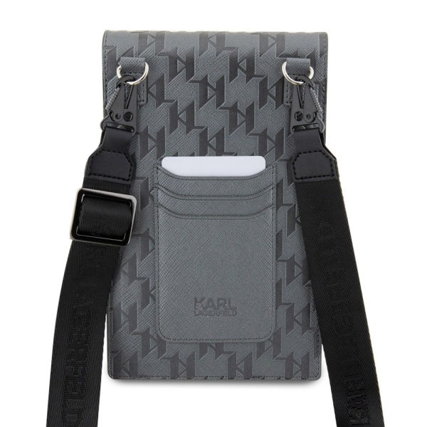 Сумка Lagerfeld Wallet Phone Pouch Saffiano Monogram NFT Karl Ikonik для iPhone. Цвет: серебристый