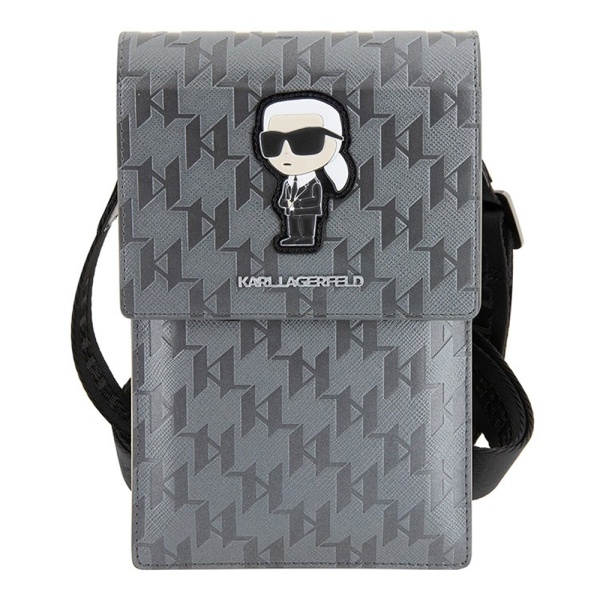 Сумка Lagerfeld Wallet Phone Pouch Saffiano Monogram NFT Karl Ikonik для iPhone. Цвет: серебристый
