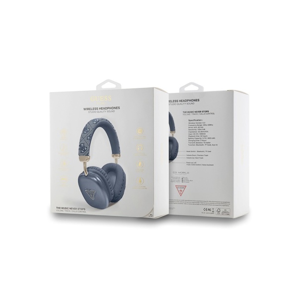 Беспроводные наушники Guess Bluetooth HP Oval 4G with Triangle Metal Logo. Цвет: синий