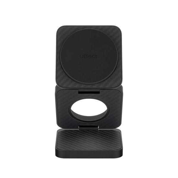Беспроводное зарядное устройство uBear Balance Supreme 3 в 1 стандарта Qi, MagSafe, 30W. Цвет:чёрный
