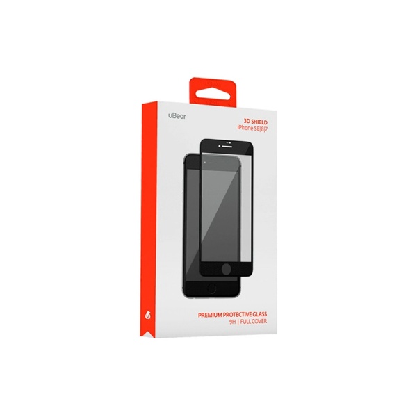 Защитное стекло Ubear 3D Full Cover для iPhone 7/8/SE с чёрной рамкой