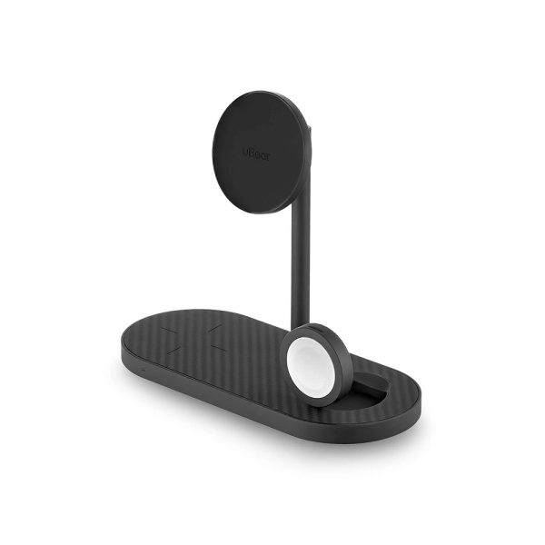 Беспроводное зарядное устройство uBear Stage Supreme 3 в 1 стандарта Qi, MagSafe, 30W. Цвет: чёрный