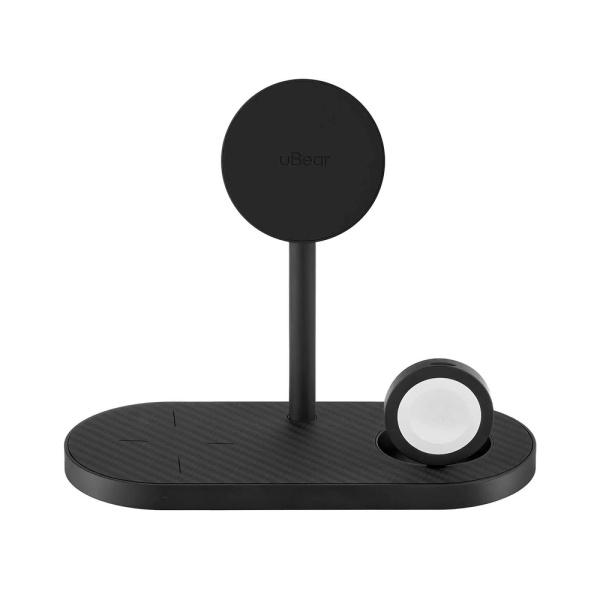 Беспроводное зарядное устройство uBear Stage Supreme 3 в 1 стандарта Qi, MagSafe, 30W. Цвет: чёрный