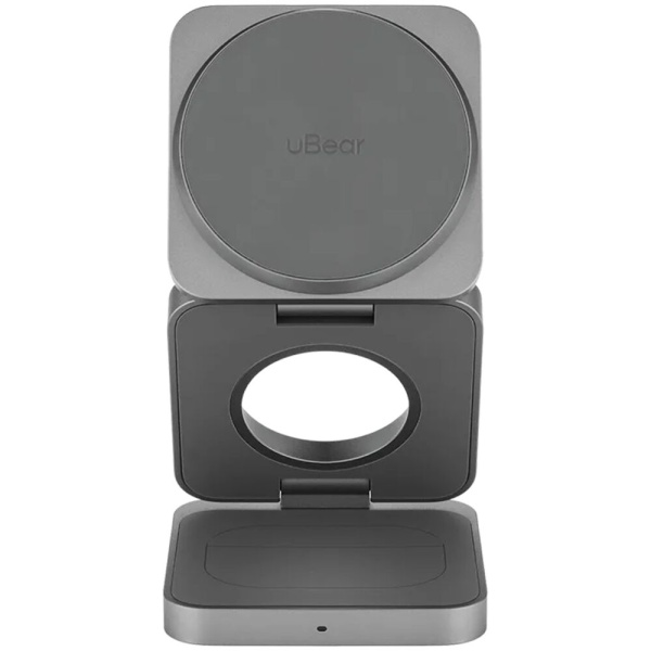 Беспроводное зарядное устройство uBear Balance Ultra, 3-в-1, MagSafe, Qi2. Цвет: серый