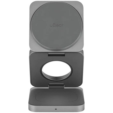 Беспроводное зарядное устройство uBear Balance Ultra, 3-в-1, MagSafe, Qi2. Цвет: серый
