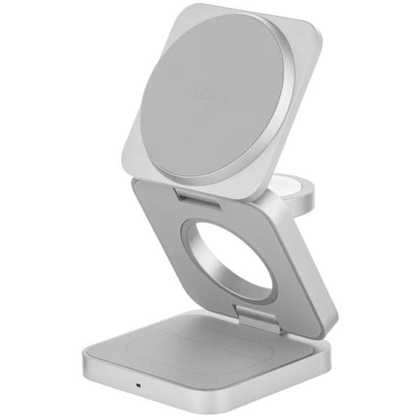 Беспроводное зарядное устройство uBear Balance Ultra, 3-в-1, MagSafe, Qi2. Цвет: серебро