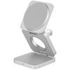 Беспроводное зарядное устройство uBear Balance Ultra, 3-в-1, MagSafe, Qi2. Цвет: серебро