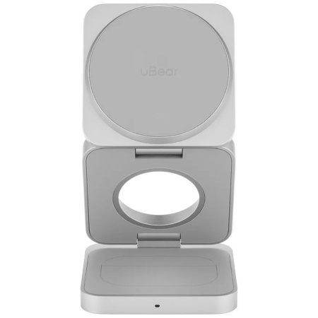 Беспроводное зарядное устройство uBear Balance Ultra, 3-в-1, MagSafe, Qi2. Цвет: серебро