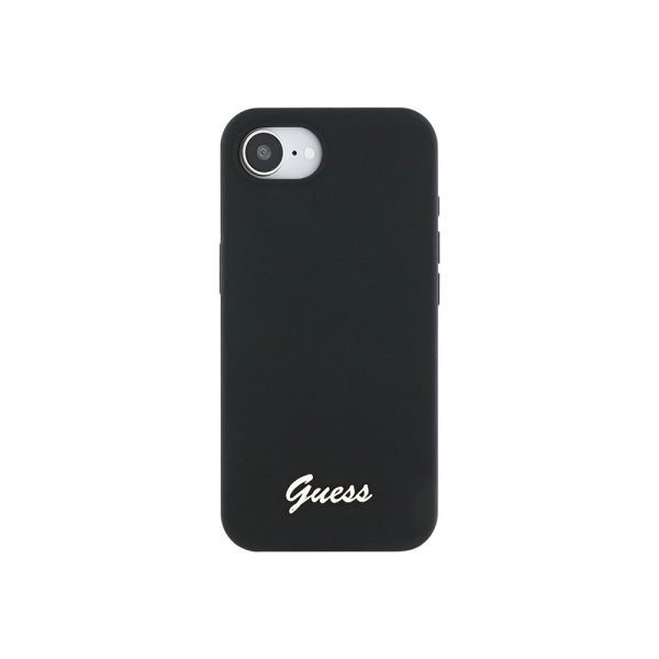 Чехол Guess Liquid silicone Gold metal logo & Camera frame для iPhone 16e. Цвет: черный